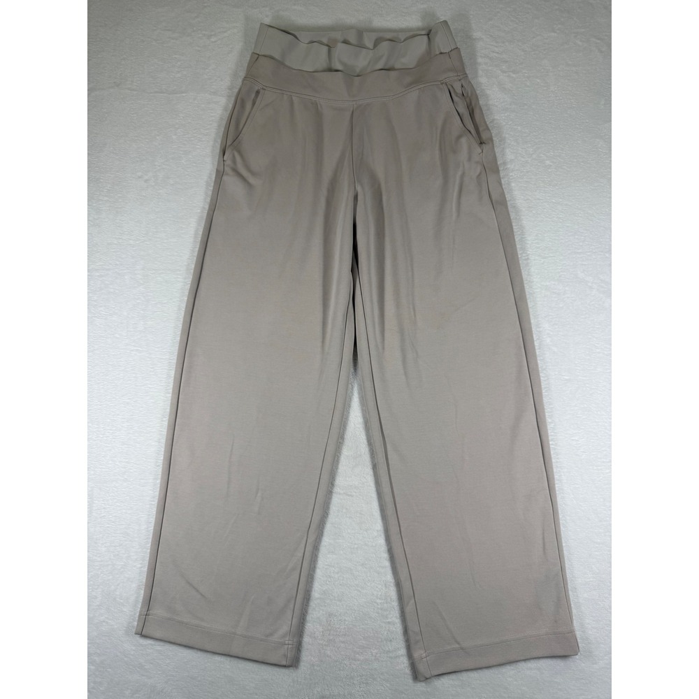 Athleta Women Beige Wide Leg Lounge Pants High‎ Rise Stretch Size Medium Petite